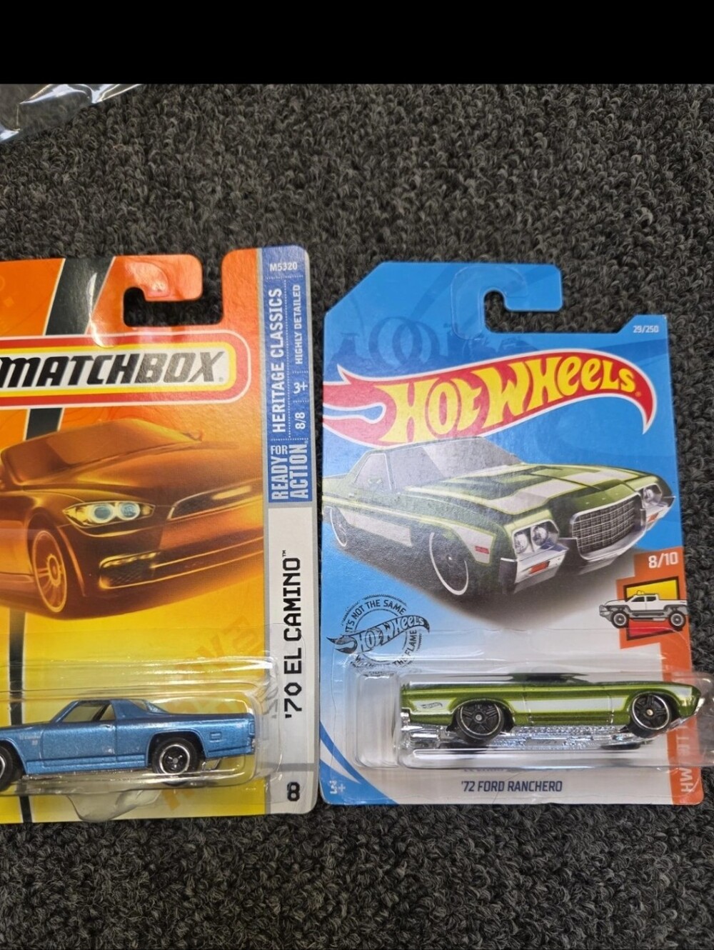 2 Hot Wheels 70 El Camino & 72 Ford Ranchero